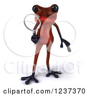 Clipart Of A 3d Red Springer Frog Using A Magnifying Glass 3 Royalty Free Illustration