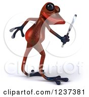 Clipart Of A 3d Red Springer Frog Using A Magnifying Glass 2 Royalty Free Illustration