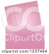 Clipart Of A Pink Valentine Envelope And Love Leatter Royalty Free Vector Illustration