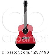 Poster, Art Print Of Fancy Red And Black Guitar With A Heart