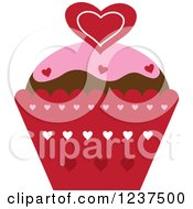 Poster, Art Print Of Valentine Cupcake With Hearts