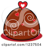 Poster, Art Print Of Valentine Chocolate Truffle With Hearts And Swirls