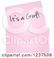 Clipart Of A Pink Its A Girl Baby Birth Announcement Royalty Free Vector Illustration