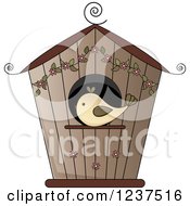 Brown Bird House With Flowers