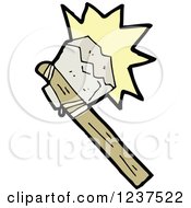 Clipart Of A Primitive Axe Making Contact Royalty Free Vector Illustration
