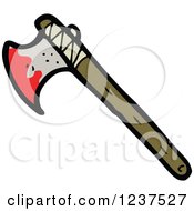 Clipart Of A Primitive Bloody Axe Royalty Free Vector Illustration by lineartestpilot