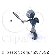 Poster, Art Print Of 3d Blue Android Robot Playing Tennis 2