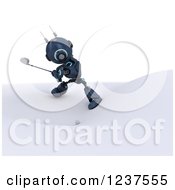 Poster, Art Print Of 3d Blue Android Robot Golfing 2