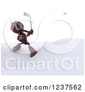 Poster, Art Print Of 3d Red Android Robot Golfing