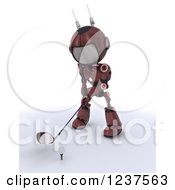 Poster, Art Print Of 3d Red Android Robot Golfing 2
