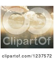 Clipart Of A Grungy Background Of A Tropical Island And Ocean Royalty Free CGI Illustration