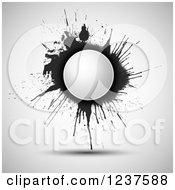 Clipart Of A Gray Circle Over A Black Ink Splat On Shading Royalty Free Vector Illustration