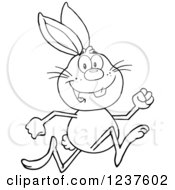 Poster, Art Print Of Black And White Happy Rabbit Running A Race