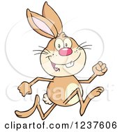 Clipart Of A Happy Brown Rabbit Running A Race Royalty Free Vector Illustration