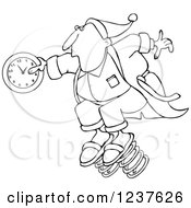Clipart Of A Black And White Man In Pajamas Springing Forward With A Clock Royalty Free Vector Illustration by djart