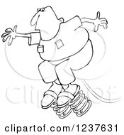 Clipart Of A Black And White Man Jumping On Springs Spring Forward Daylight Savings Royalty Free Vector Illustration