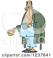 Clipart Of A Chubby Man With A Cookie Coffee And Robe Royalty Free Vector Illustration