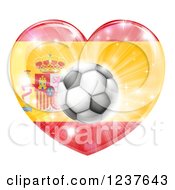 Poster, Art Print Of 3d Spanish Flag Heart And Soccer Ball