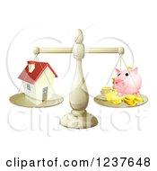Scale Comparing A House And Piggy Bank