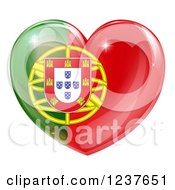 Poster, Art Print Of 3d Reflective Portugese Flag Heart