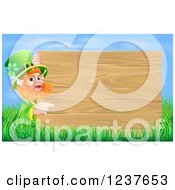 Poster, Art Print Of St Patricks Day Leprechaun Pointing To A Wooden Sign Over Grass And Sky