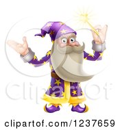Poster, Art Print Of Friendly Old Wizard Holding Up A Magic Wand