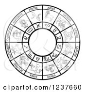 Poster, Art Print Of Black And White Horoscope Astrology Star Sign Circle