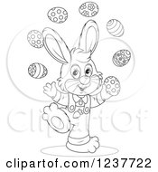 Poster, Art Print Of Black And White Cute Easter Bunny Juggling Eggs
