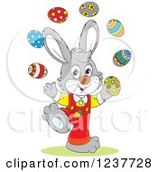 Poster, Art Print Of Cute Talented Gray Easter Bunny Juggling Eggs