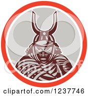 Clipart Of A Retro Samurai Warrior In A Circle Royalty Free Vector Illustration