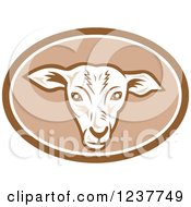 Clipart Of A Sheep Head In A Brown Oval Royalty Free Vector Illustration
