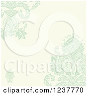 Poster, Art Print Of Pastel Green Damask And Beige Invite Background