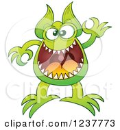 Poster, Art Print Of Green Alien Or Monster Gesturing Ok