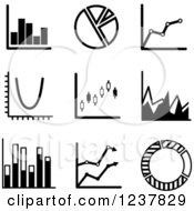 Clipart Of Black And White Statistic Icons Royalty Free Vector Illustration by Vector Tradition SM