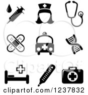 Poster, Art Print Of Black And White Medical Icons