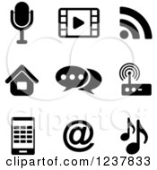 Clipart Of Black And White Media Icons Royalty Free Vector Illustration