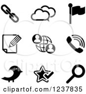 Clipart Of Black And White Media Annd Internet Icons Royalty Free Vector Illustration