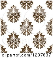 Clipart Of A Seamless Brown Damask Background Pattern Royalty Free Vector Illustration