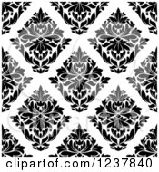 Clipart Of A Seamless Black And White Damask Background Pattern 19 Royalty Free Vector Illustration