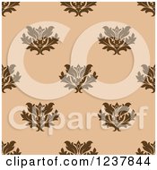 Poster, Art Print Of Seamless Brown And Tan Damask Background Pattern 4