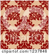 Clipart Of A Seamless Red And Tan Damask Background Pattern 2 Royalty Free Vector Illustration