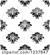 Clipart Of A Seamless Black And White Damask Background Pattern 15 Royalty Free Vector Illustration