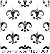 Clipart Of A Seamless Black And White Fleur De Lis Background Pattern 8 Royalty Free Vector Illustration