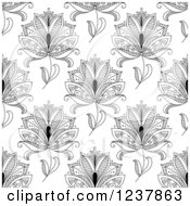 Clipart Of A Seamless Black And White Henna Flower Pattern 2 Royalty Free Vector Illustration