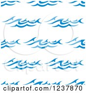 Poster, Art Print Of Seamless Background Pattern Of Blue Ocean Surf Waves 4