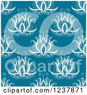 Seamless Background Pattern Of Henna Flowers On Teal