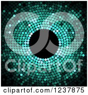 Clipart Of A Green Dot Mosaic Circle On Black Royalty Free Vector Illustration