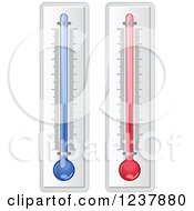 Clipart Of Blue And Red Thermometers Royalty Free Vector Illustration