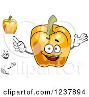 Clipart Of A Happy Orange Bell Pepper Royalty Free Vector Illustration