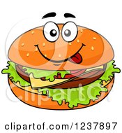 Clipart Of A Goofy Cheeseburger Royalty Free Vector Illustration